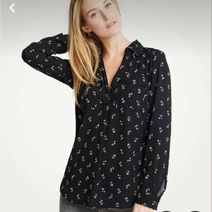 Ann Taylor blouse XXL black floral